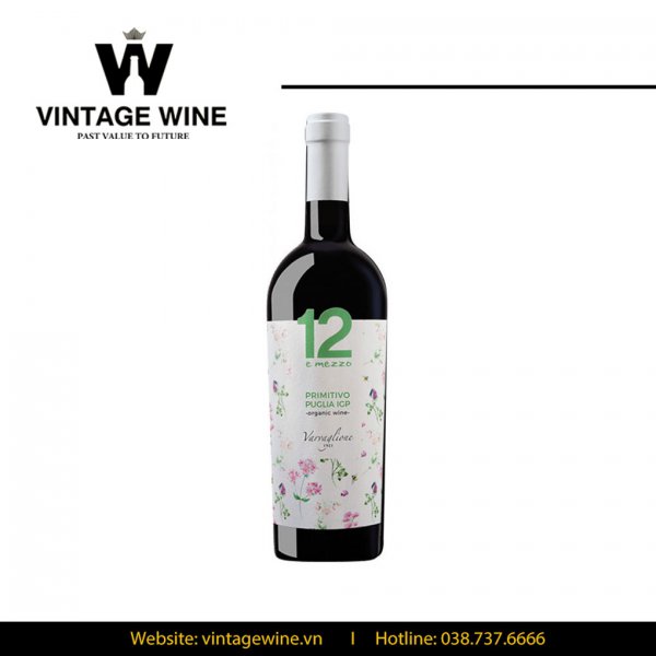 Rượu Vang 12 E Mezzo Primitivo Organic