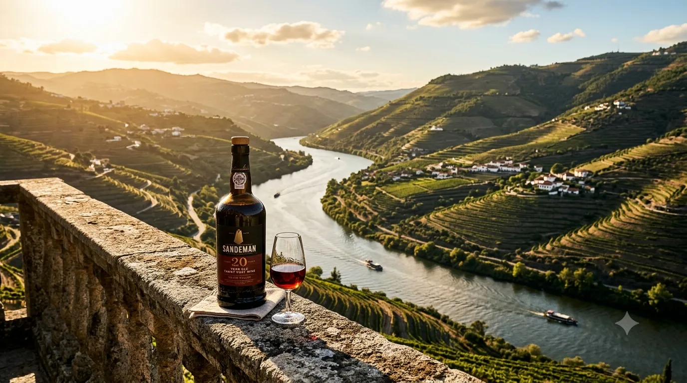 Ruộng bậc thang trồng nho bên sông Douro Bồ Đào Nha, chai rượu Port nhìn xuống thể sông