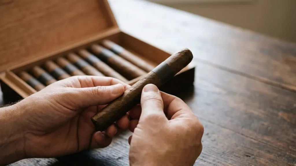 Cầm điếu xì gà Cohiba để xem kích thước và vỏ lá