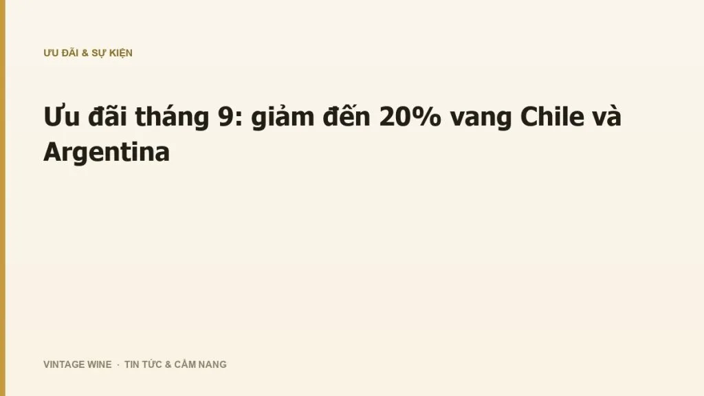 Ưu đãi tháng 9: giảm đến 20% vang Chile và Argentina