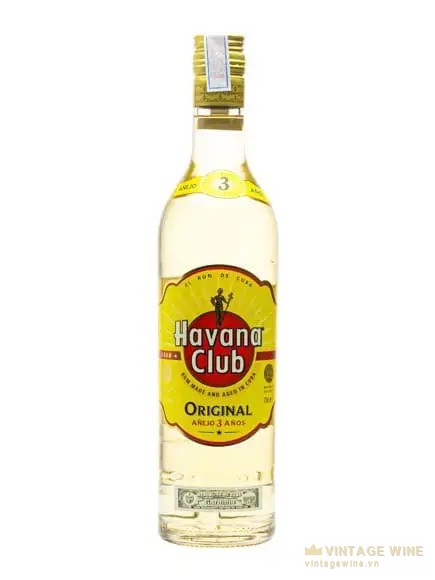 Chai rum Havana Club Añejo 3 Años nhãn vàng Original