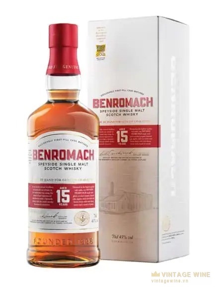 Rượu Benromach 15 năm – single Malt Scotch, Speyside, Scotland, 700ml
