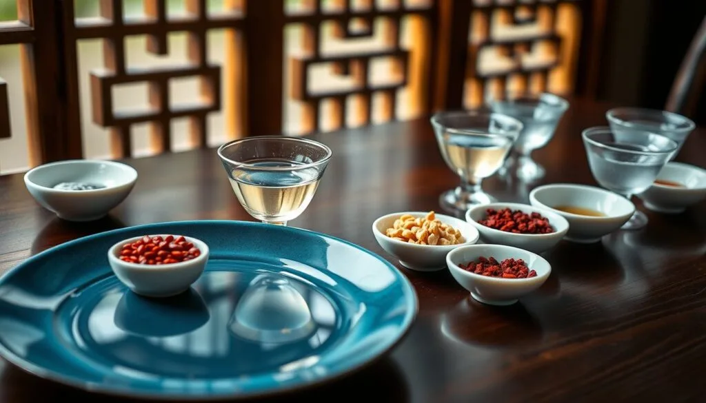 Chén rượu trắng, hạt cao lương và lúa mì: nguyên liệu làm bạch tửu Dương Hà