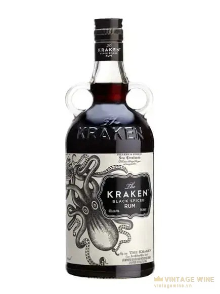 Chai rum Kraken Black Spiced nhãn trắng vẽ con bạch tuộc