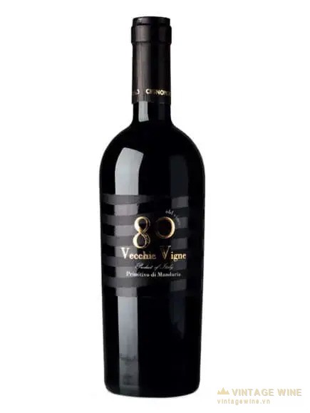Chai vang 80 Vecchie Vigne Primitivo di Manduria