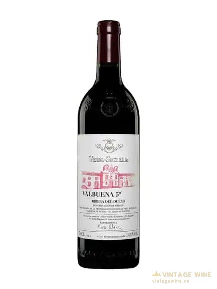 Chai Vega Sicilia Tinto Valbuena 5°, vang Ribera del Duero ủ khoảng năm năm
