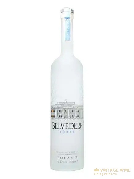Chai vodka Belvedere 3 lít thân thuỷ tinh mờ in hình toà nhà Belweder