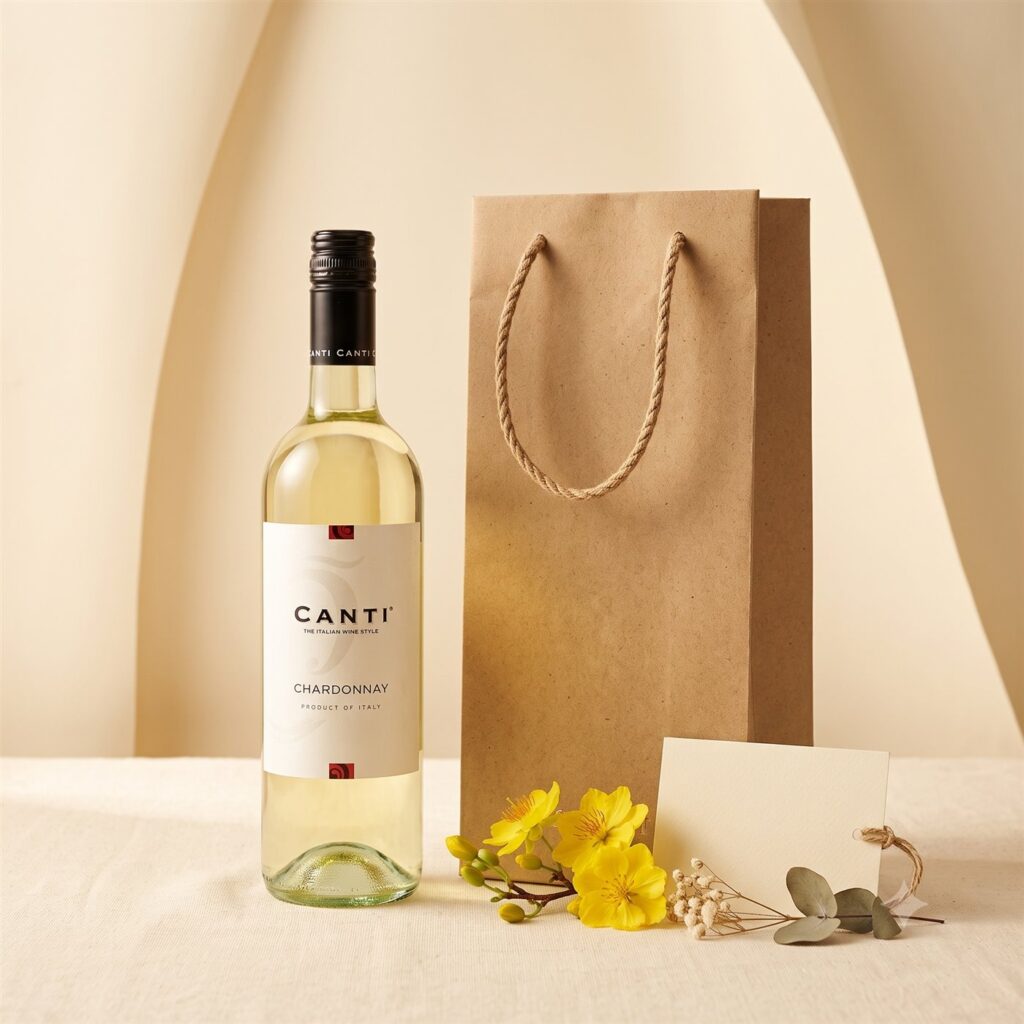 Set vang Ý Canti Vino Chardonnay, chai rượu biếu Tết dưới 300 nghìn