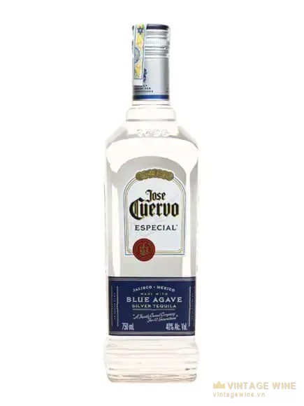 Chai Tequila Jose Cuervo Especial Silver nắp bạc, nhãn trắng xanh