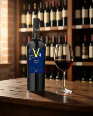 Vang V9 Rosso Italia – Puglia, Ý, 750ml (ảnh bối cảnh)