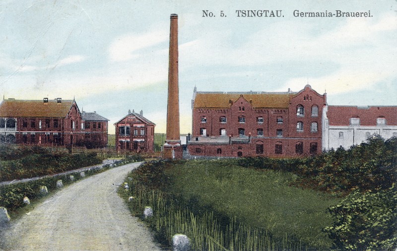 Bia Tsingtao thời đầu: nhà máy Germania-Brauerei ở Thanh Đảo trên bưu thiếp năm 1911