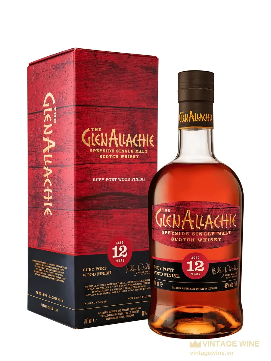GlenAllachie 12 năm - Ruby Port Wood Finish
