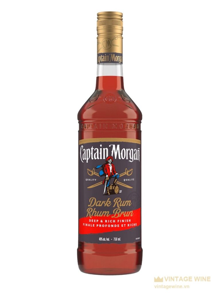 Chai rum Captain Morgan Dark Rum nhãn đen đỏ 750ml