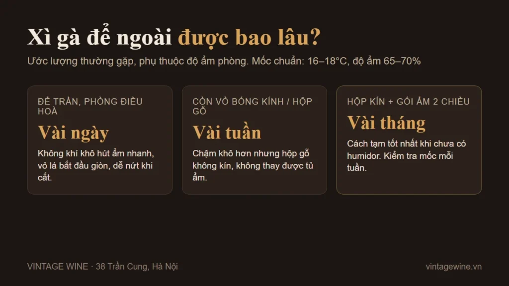 Xì gà để ngoài được bao lâu: vài ngày, vài tuần hay vài tháng tuỳ cách cất
